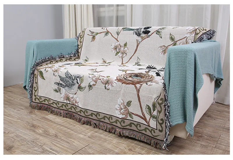 Fleurs-oiseaux-coton-couverture-tricot-multi-fonction-tapis-lits-Table-tissu-canap-couvertures-tricot-serviette-plage (2)