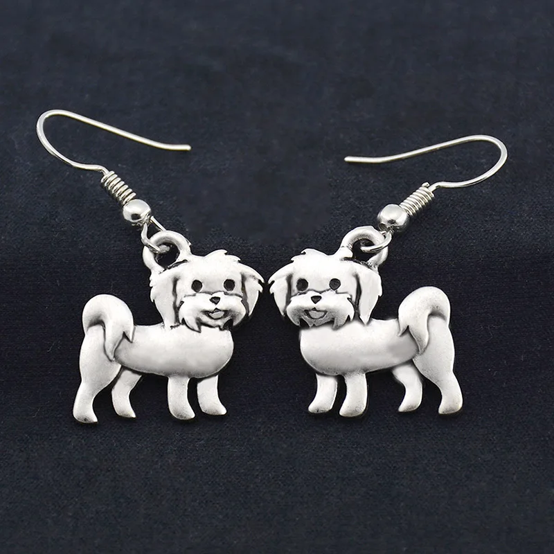 Vintage Silver Color Boho Simple Maltese Dog Drop Earrings Brincos Big Unique Animal Earrings Gifts For Women Oorbellen Jewelry Vintage Silver Color Boho Simple Maltese Dog Drop Earrings Brincos Big Unique Animal Earrings Gifts For Women Oorbellen Jewelry
