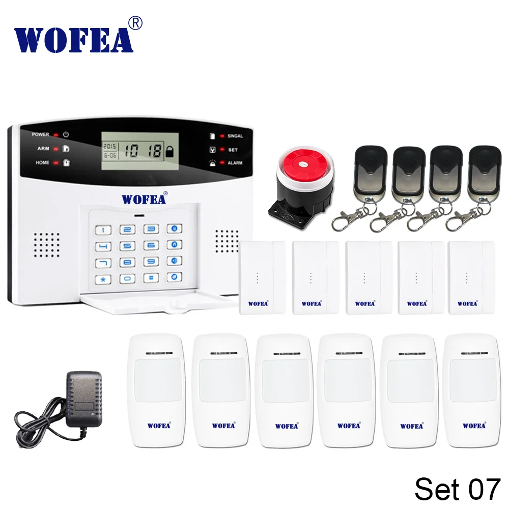 Wofea IOS Android APP управление беспроводной домашней безопасности GSM сигнализация Система Двусторонняя Интерком SMS уведомление для отключения питания - Цвет: Set 07