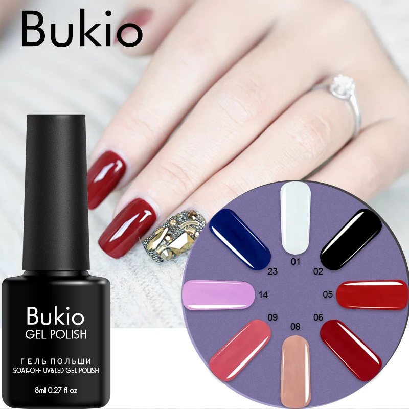 Bukio чистый цвет УФ гель для ногтей лак краска гибридный Полупостоянный
