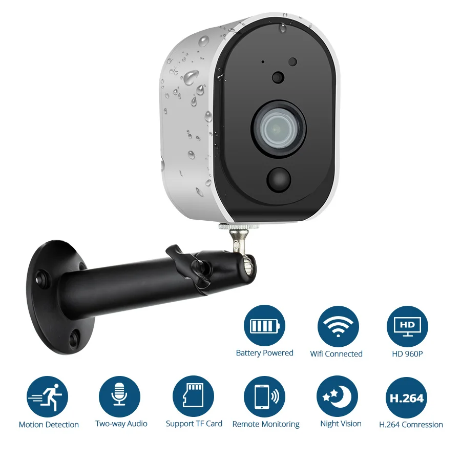 Vente KERUI H.264 Extérieure IP66 Étanche 960 p HD 2.4g WiFi Sans Fil Batterie IP Caméra Intérieure Home Security Surveillance Caméra