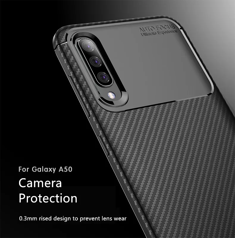 

For Samsung Galaxy A50 Case Cover Luxury Shockproof Carbon High Quality Soft TPU Silicone Back Cover Funda Samsung Galaxy A50
