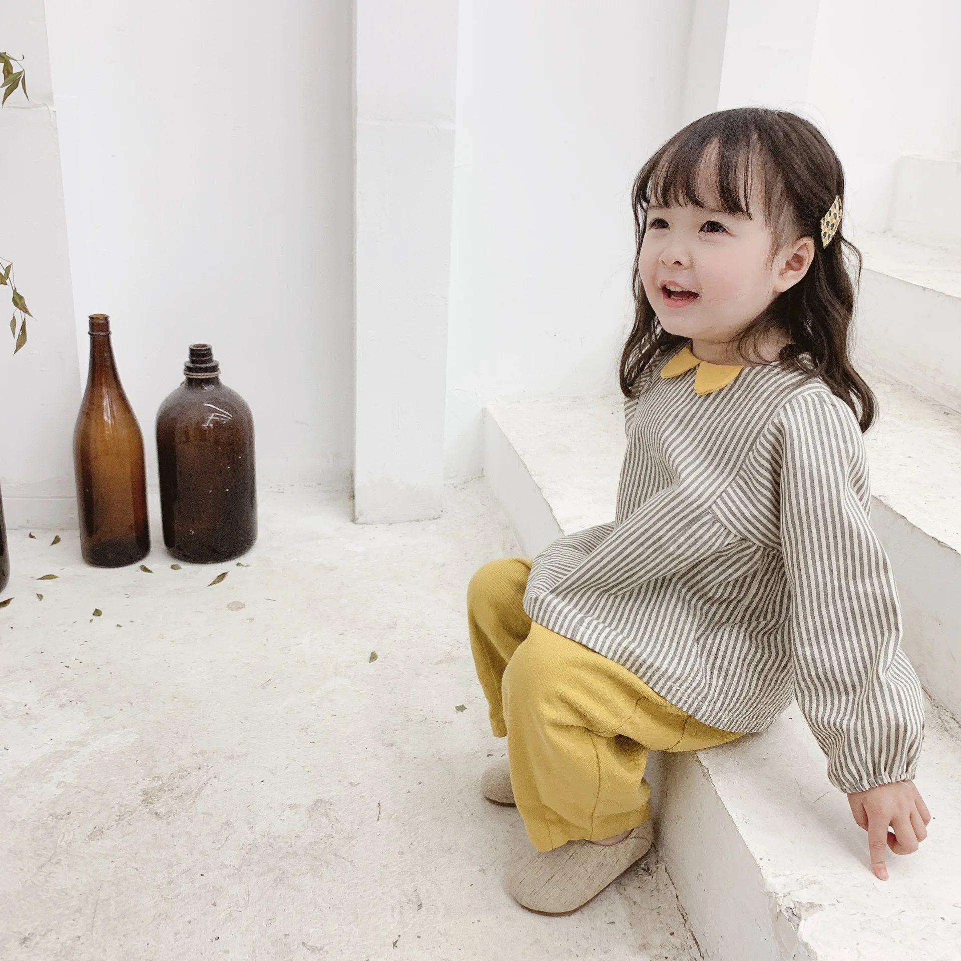Весенне-осенние штаны-шаровары с высокой талией в Корейском стиле для мальчиков и девочек 1-5 лет, Детские однотонные универсальные штаны