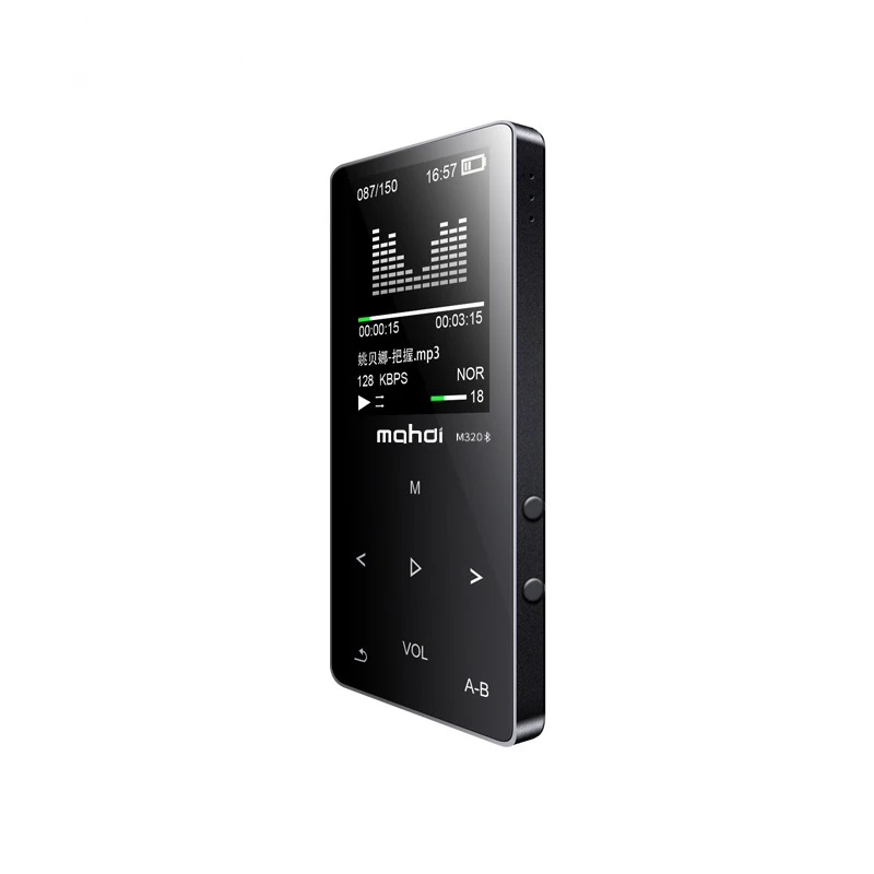 Mahdi M320 bluetooth MP3 плеер 8 Гб 1," сенсорный экран Металл HIFI без потерь аудио плеер встроенный динамик поддержка FM радио плеер - Цвет: black