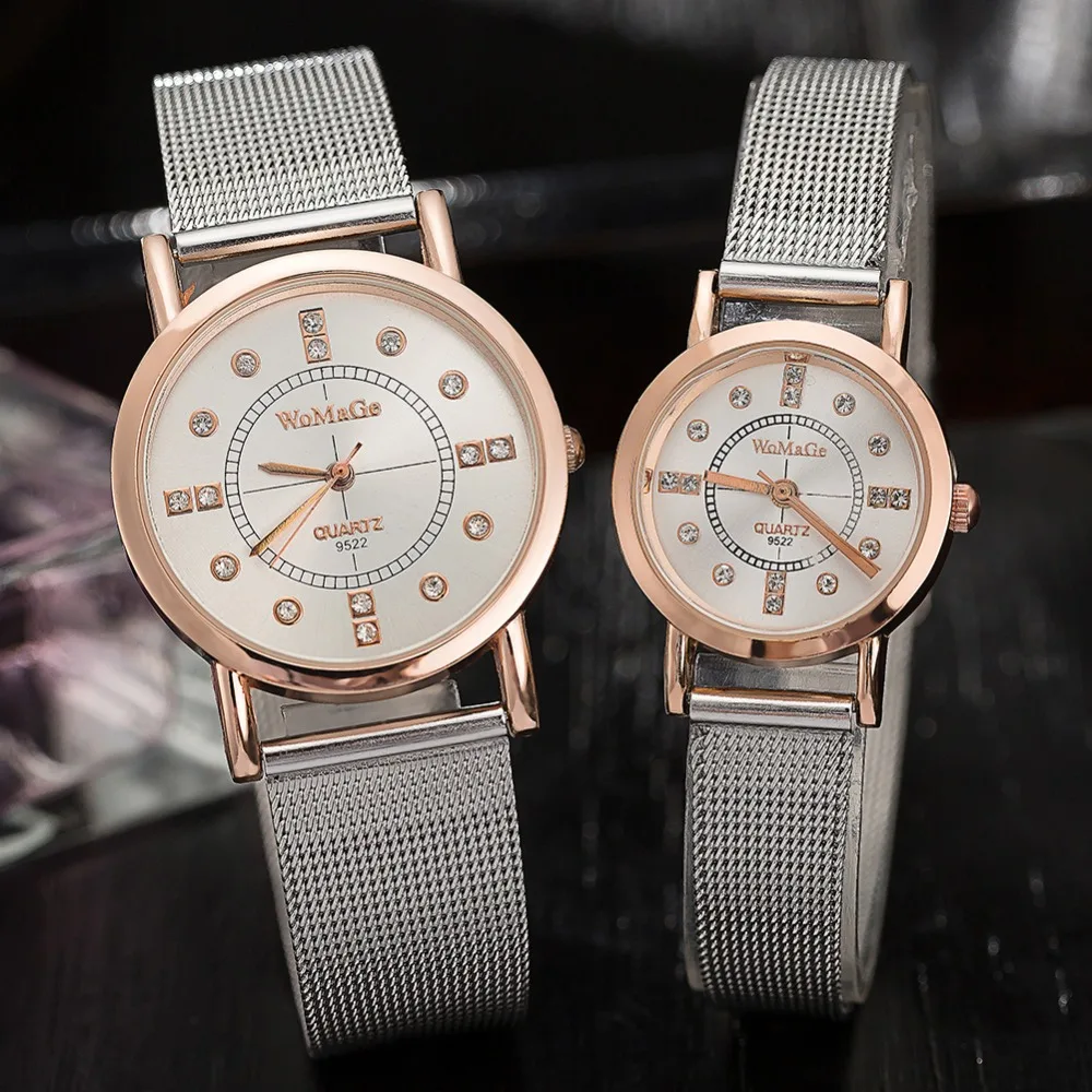 Женские наручные часы для влюбленных, браслет из нержавеющей стали, бриллиантовые часы с циферблатом черного/белого цвета, модные часы, бренд часов