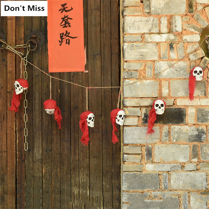 

Scary Skull Halloween Prop Animated Skeleton Halloween Hanging Decorations Home Haunted House Horror Halloween Party Supplies