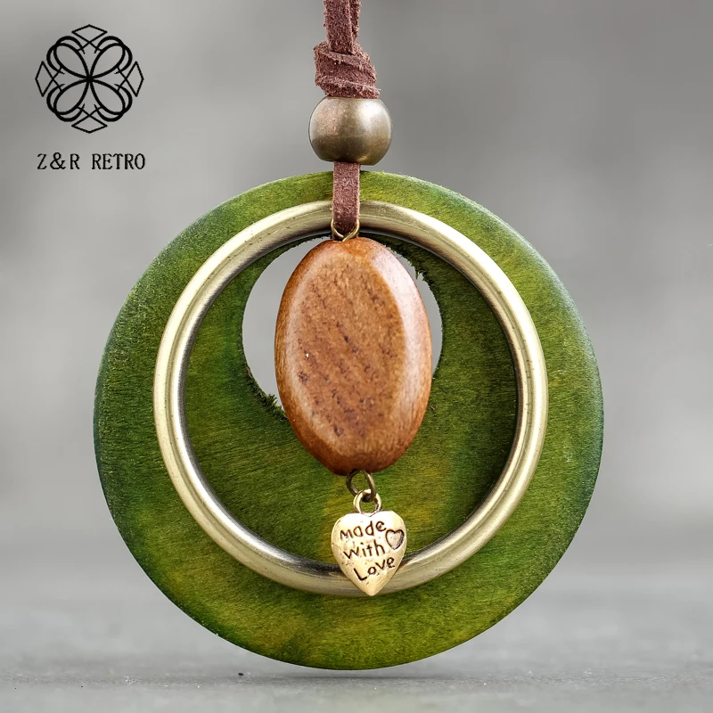 

Long Necklaces Fashion Jewelry Wooden Chain Statement Necklace Vintage Bohemian Necklace Best Friends Jewelry Gift 6*7.5cm