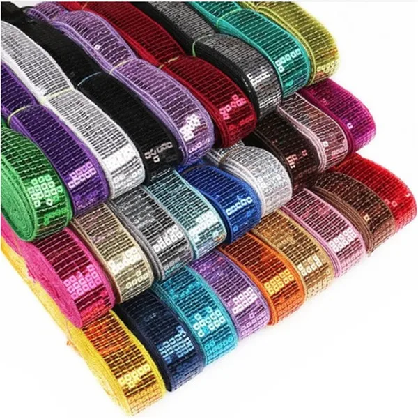 Description Picture 2 of item5 Yards/lot 25mm Sequin Beading Trim Lace Spangle Ribbons For hand craft Garments Head dress Decoration