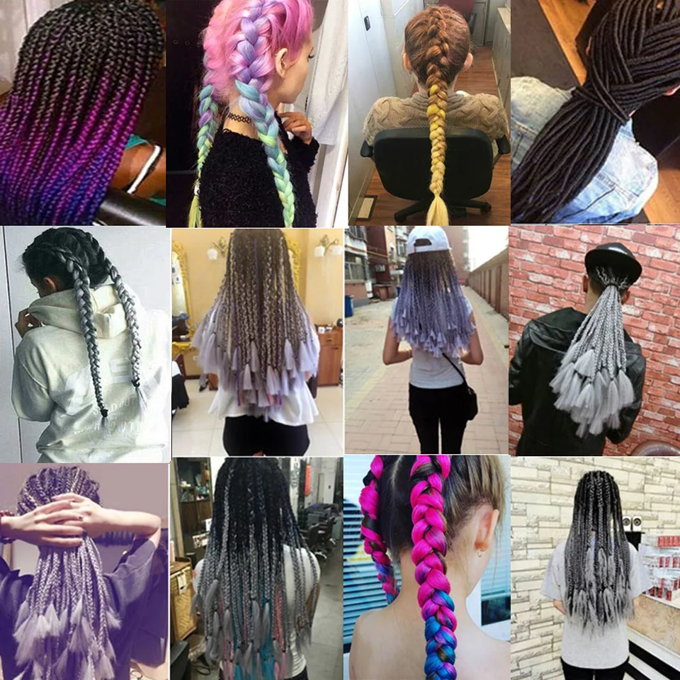 DIFEI 100g Ombre Braiding Hair Braids 1 piece 24 inch Jumbo Braids Hairstyles synthetic Hair Extensions