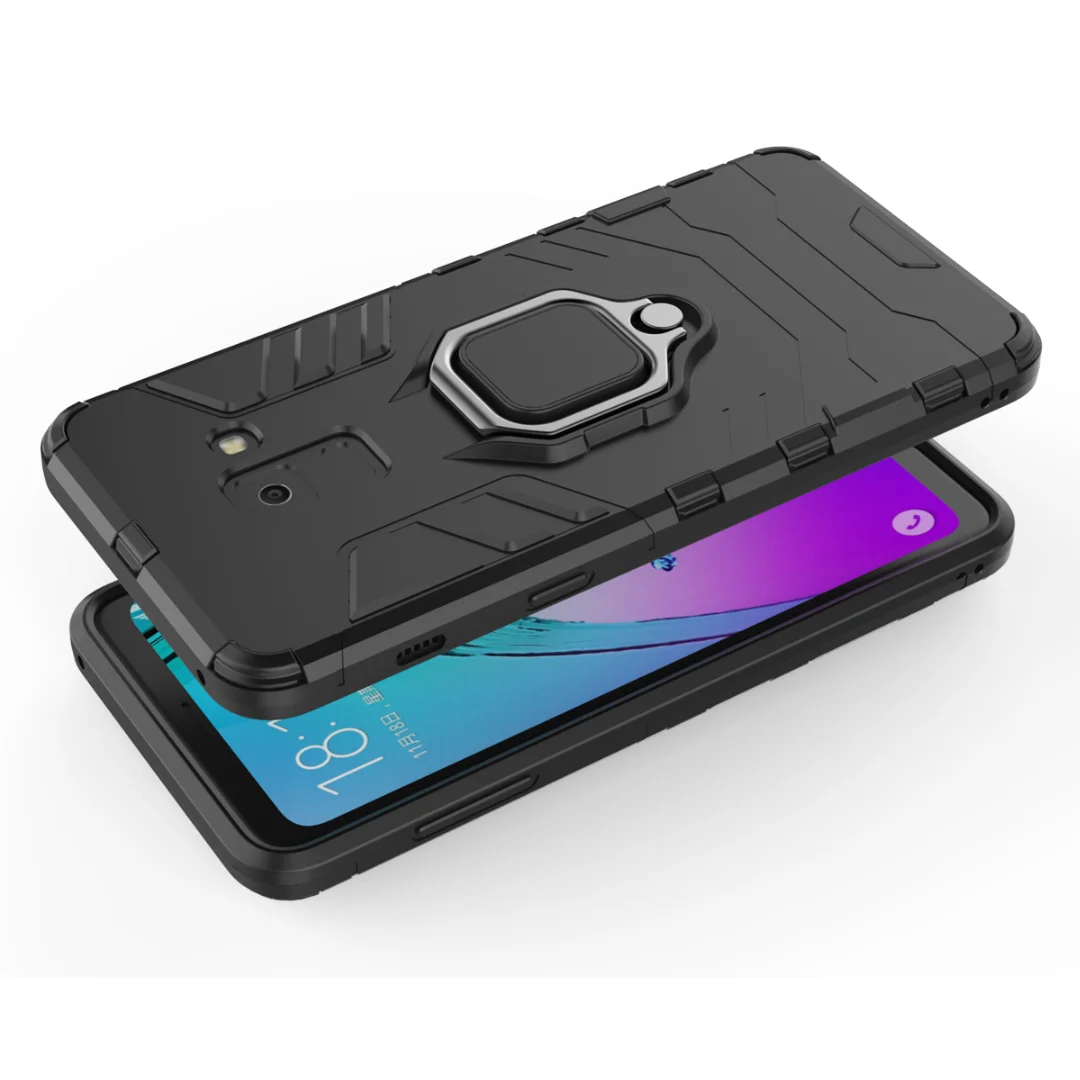 For Samsung Galaxy A8 2018 Case With stand Ring Silicone+PC Armor ...