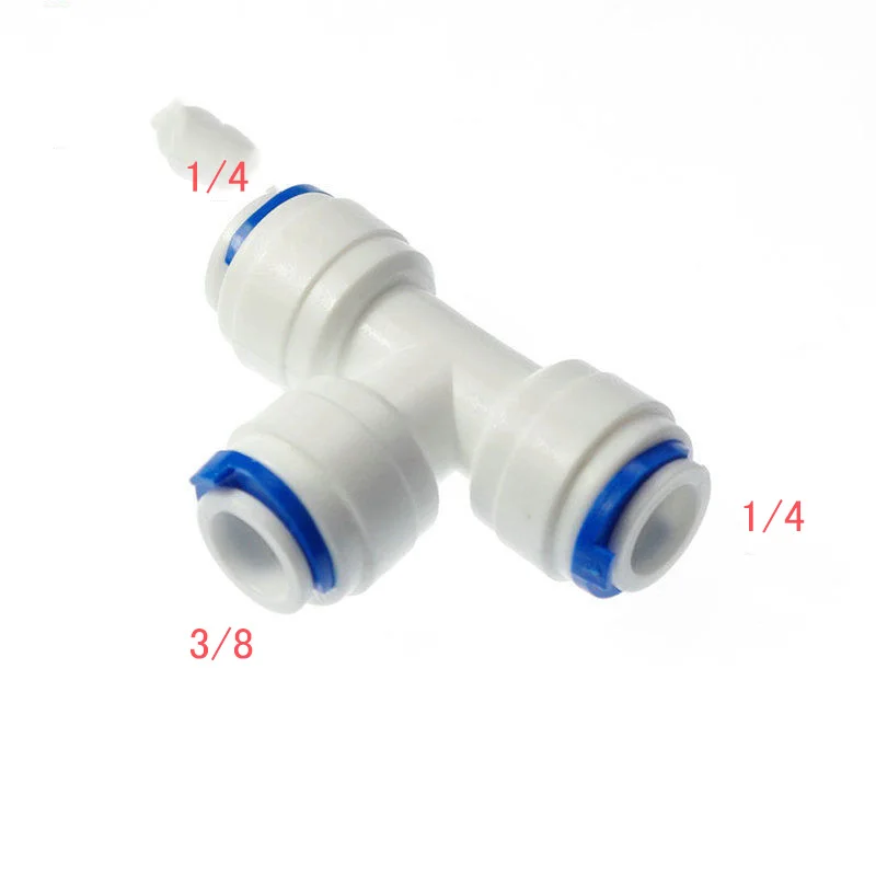 

5PCS 1/4" 3/8" 1/4" Splitter Tube OD Type T Qucik Connection RO Water Connector