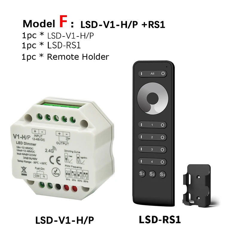 Светодиодный диммер 12 В 24 В ШИМ 2,4 г ШИМ Беспроводной Частотный регулируемый пульт дистанционного управления 36 в 48 в умный wifi-контроллер для одного цвета светодиодный - Цвет: Model F