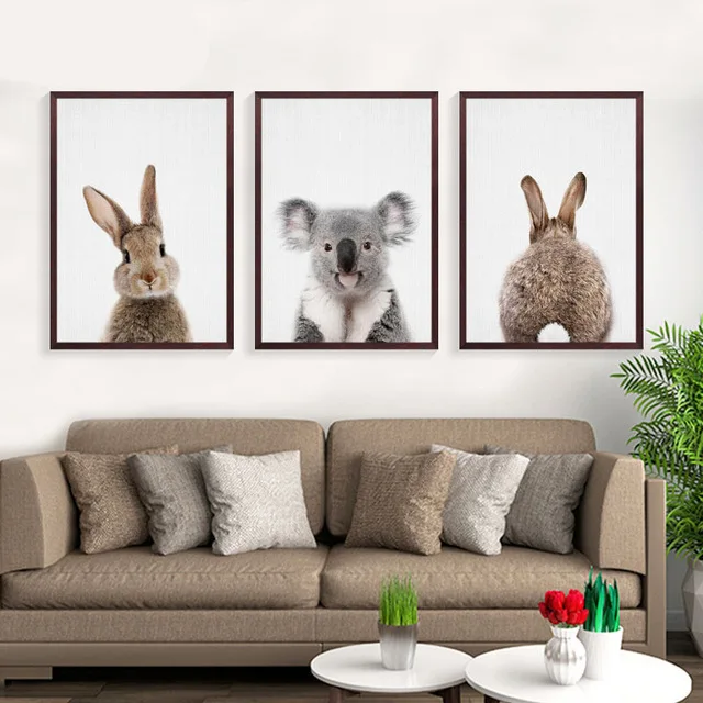 OKHOTCN Kawaii животные кролик коала Орел Художественная печать плакат для детской стены картина холст живопись Детская комната Декор без рамки