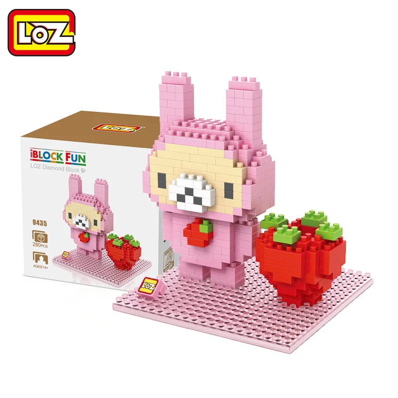 LOZ Diamant Blocs Ours Fraise Lapin Porte-Stylo Blanc Mignon Belle украшение для дома популярная одежда
