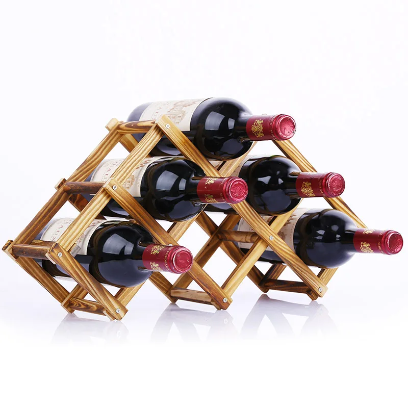 

Wooden Wine Rack Folding Wine Holder 3/5/6/10 Bottle Foldable Storage Holder Wine Stand Kitchen Bar Whisky Display Shelf