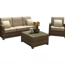 Смола плетеная мебель для патио внутренняя наружная Подушка Диван Набор