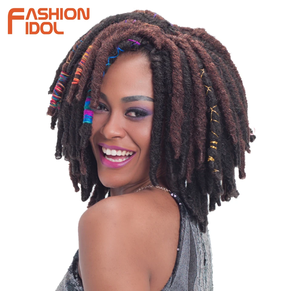 

FASHION IDOL 12 Inch 12 Strands Faux Locs Crochet Braids Hair Synthetic Braiding Gold line decoration Crochet Hair Extensions