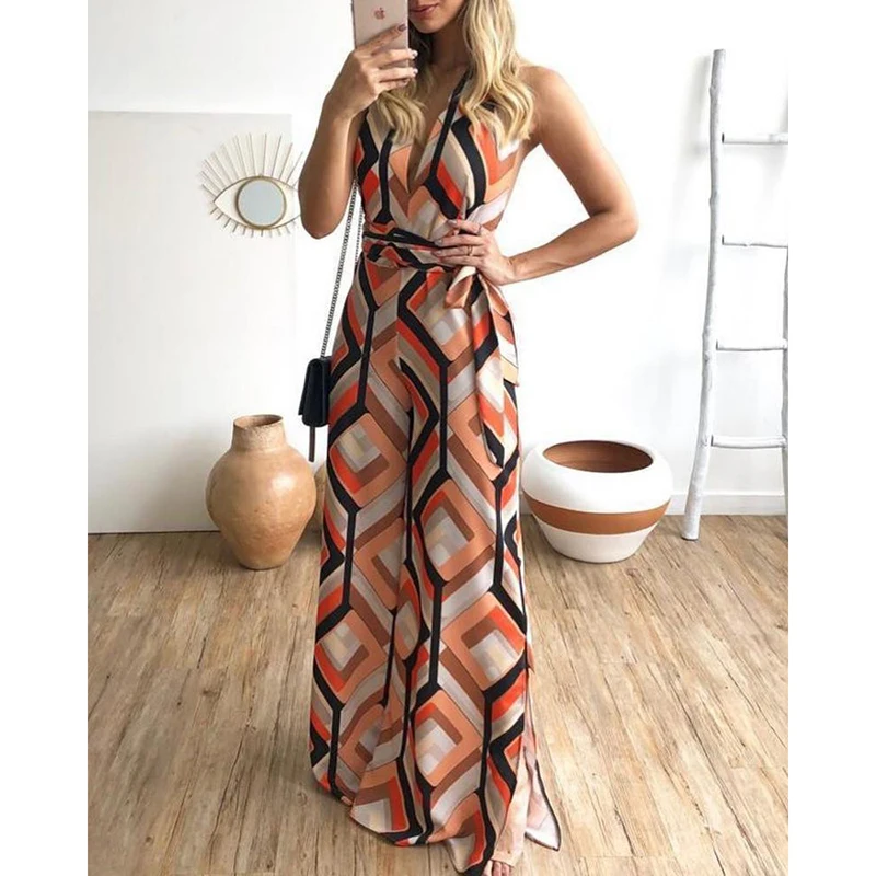 Striped print wide leg pants jumpsuit for women 2019 Sexy v neck party long jumpsuit womens romper Summer beach overall bodysuit Striped print wide leg pants jumpsuit for women 2019 Sexy v neck party long jumpsuit womens romper Summer beach overall bodysuit