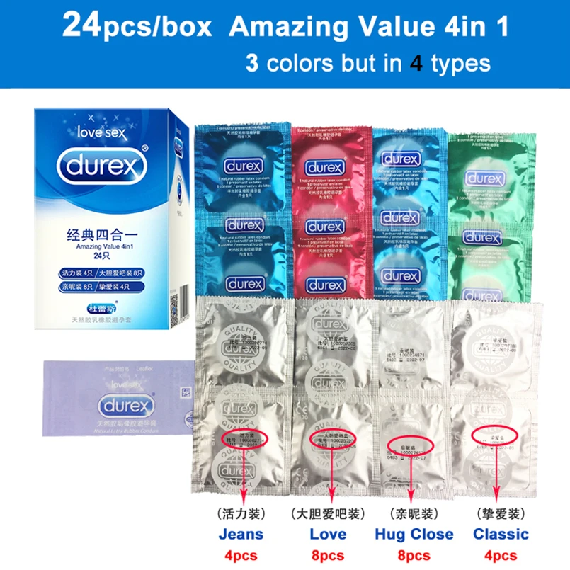 Презервативы Durex 24/50 шт./коробка Шпилька для члена дополнительная смазка