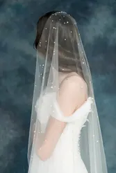 New Arrival Ivory/White Wedding Bridal Veils Pearls Wedding Veils Free Shipping