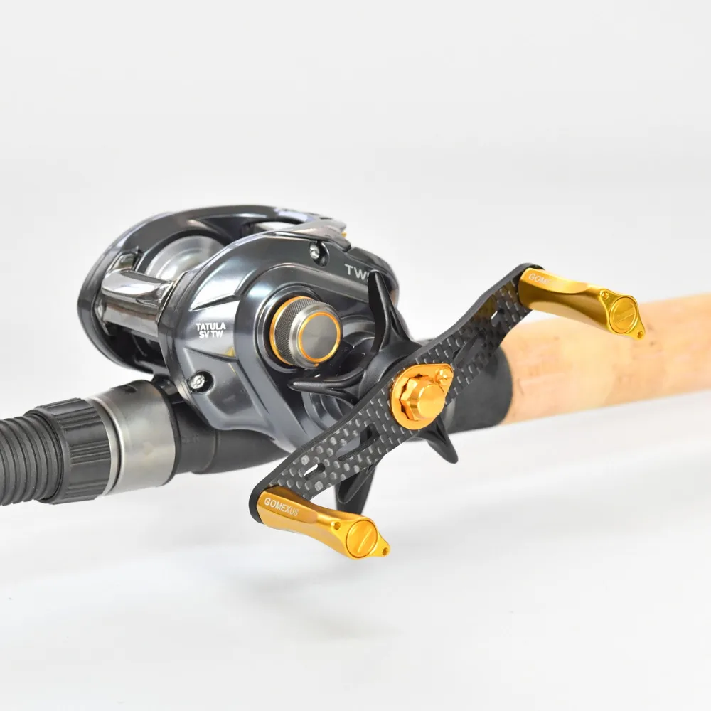 Gomexus Power Handle Carbon For Shimano Daiwa Abu Garcia Baitcasting Reel Round Reel Handle 90mm Spindle 7*4mm As Description