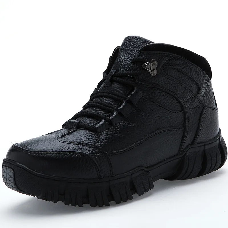 MIXIDELAI/очень теплые зимние мужские ботинки; ботинки из натуральной кожи; Мужская зимняя обувь; мужские военные ботинки на меху; Мужская обувь; zapatos hombre - Цвет: black
