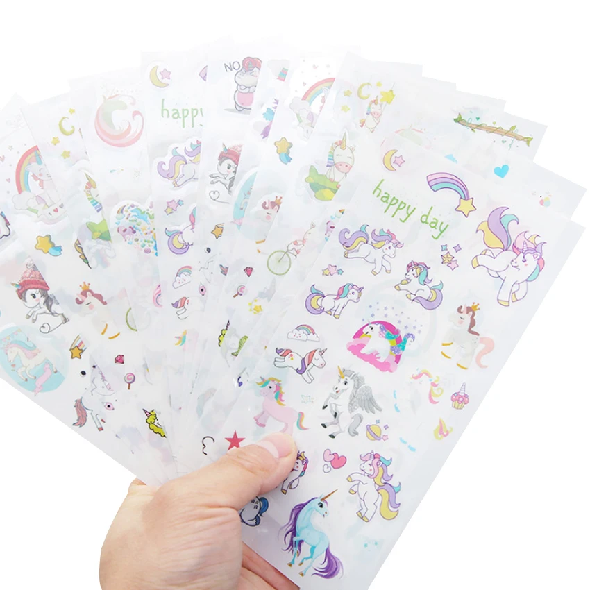10 упаковок/партия стикер s единорог мультфильм Diy Дневник Notbook украшение Kawaii