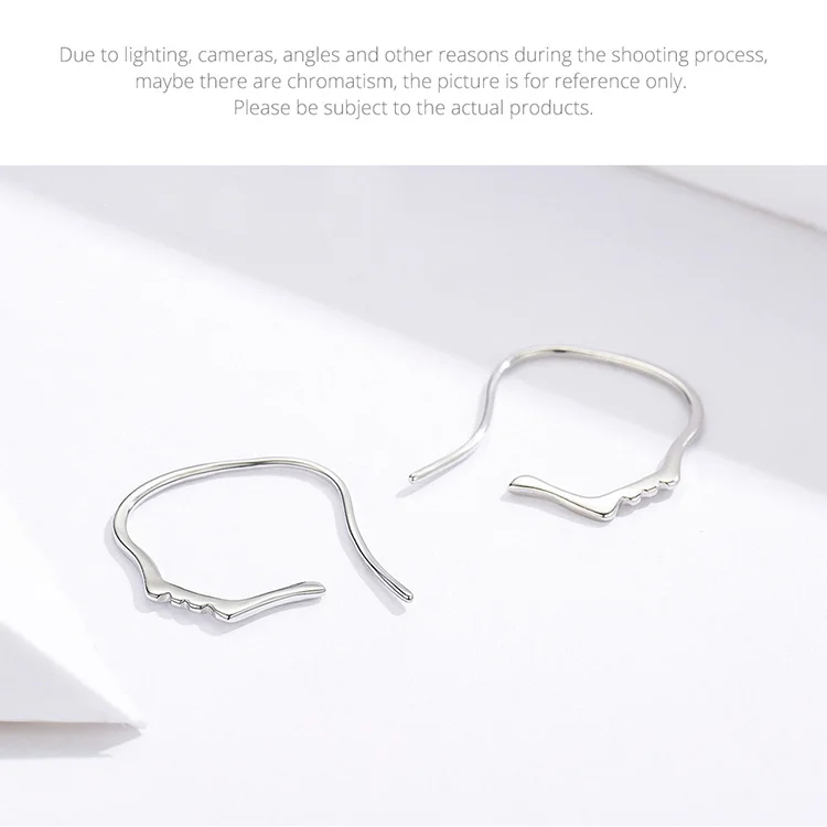 BAMOER дизайнерские серьги для женщин, 925 пробы серебряные сережки с боковым лицом, корейские модные ювелирные изделия, антиаллергенные SCE631