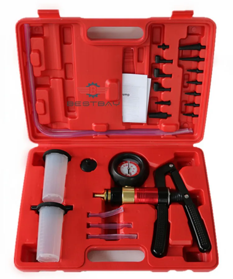 Hand Held Vacuum Pump& Brake Bleeder Kit Aluminum Pump Body Pressure