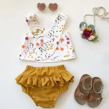 

Toddler Infant Baby Girls Floral Summer Print T-shirt Tops And Shorts Pants Outfit Clothes