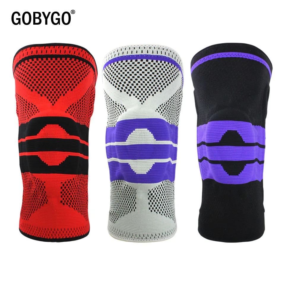 GOBYGO 1 قطع مرونة كرة السلة منصات الركبة دعم السيليكون مبطن الرضفة هدفين نيباد حامي والعتاد ل الكرة الطائرة الرياضة السلامة