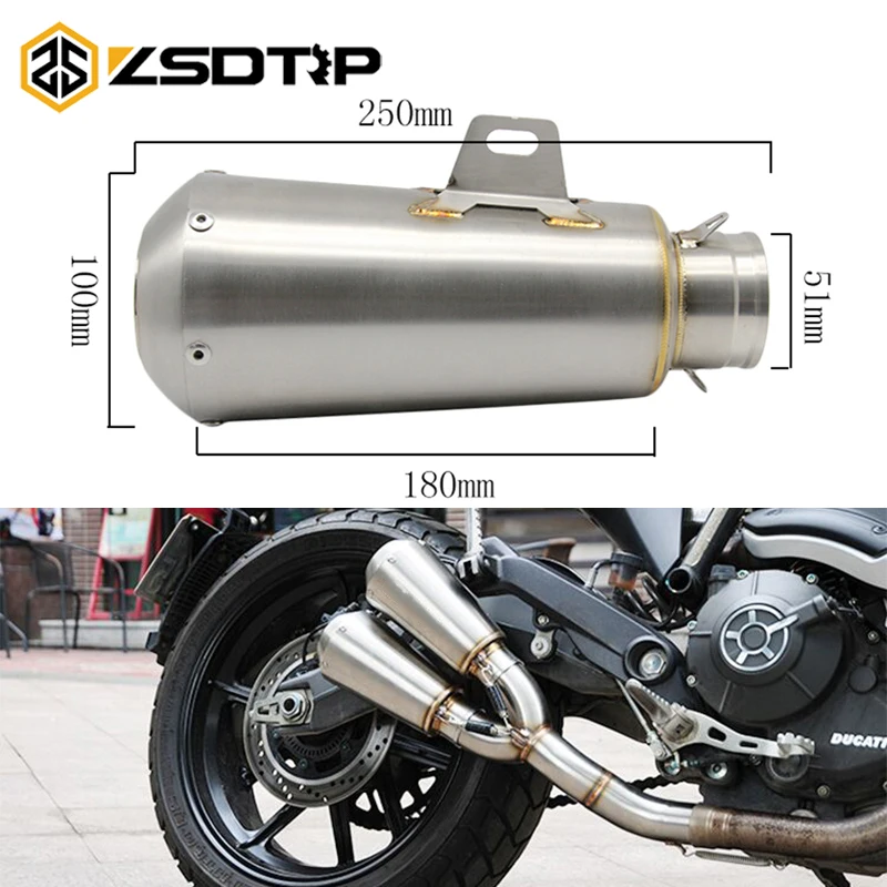 ZSDTRP выхлопная труба мотоцикла скутер SC AR AK Модифицированная 51 мм выхлопная труба глушителя для KAWASAKI ER6N Z800 Z900 Z1000