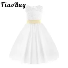 TiaoBug подростковые дети принцесса Платье для девочек с цветочным узором детская Театрализованное Свадебные День рождения Первое причастие Пром торжественное платье