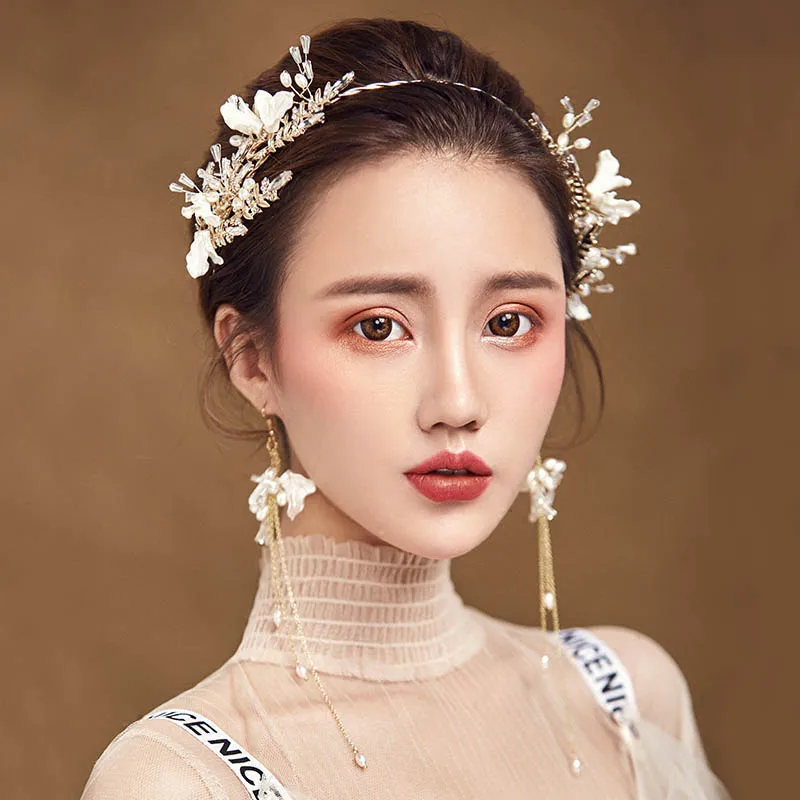 

Korean Leaf Gold Hairband Wedding Hair Accessories Brides Leaves Shell Hair Jewelry Bridal Hair Ornaments for Women Tiara Crown
