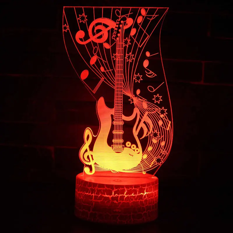 Музыкальная нота Гитары тема 3D лампа светодиодный Ночной светильник 7 цветов изменить Touch Настроение лампы Новогодний подарок Dropshippping
