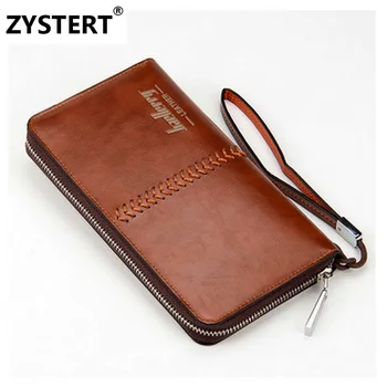 

New Arrival Western Style Men's Long Pattern Bifolds Leather Hand Bag Multifunction Retro Zipper Wallet Mobile Phone Protect Bag