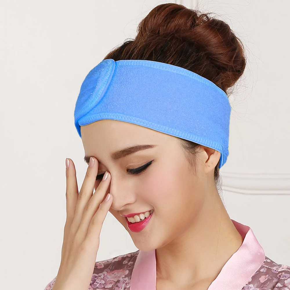 Fashion Soft Adjustable Makeup Toweling Hair Wrap Head Band Salon SPA
