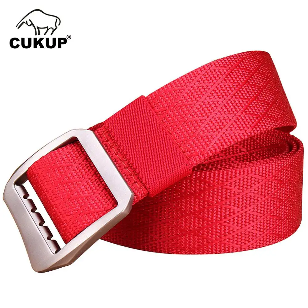 

CUKUP Manufacturer's Unisex Unique Design Smooth Buckles Belts Quality Red Outdoor Nylon Belt Jeans Leisure Accessories CBCK071