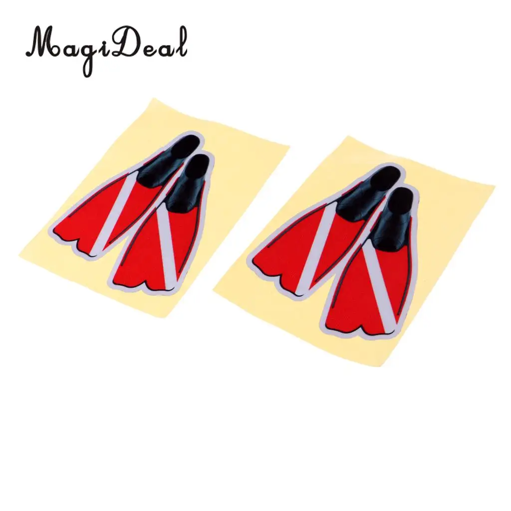 MagiDeal 2 cs Self-Adhesive Reflective Scuba Diving Diver Fins Sticker Flippers Decal for Swimming Car Truck Bumper Dinghy Decor