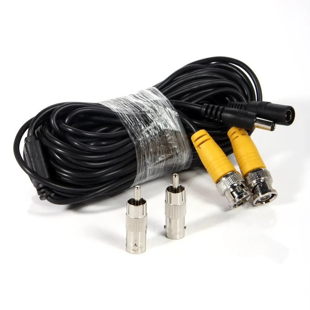 MOOL 50 FEET DVR CCTV CAMERA VIDEO POWER CABLE CORD RCA BNC Blackin
