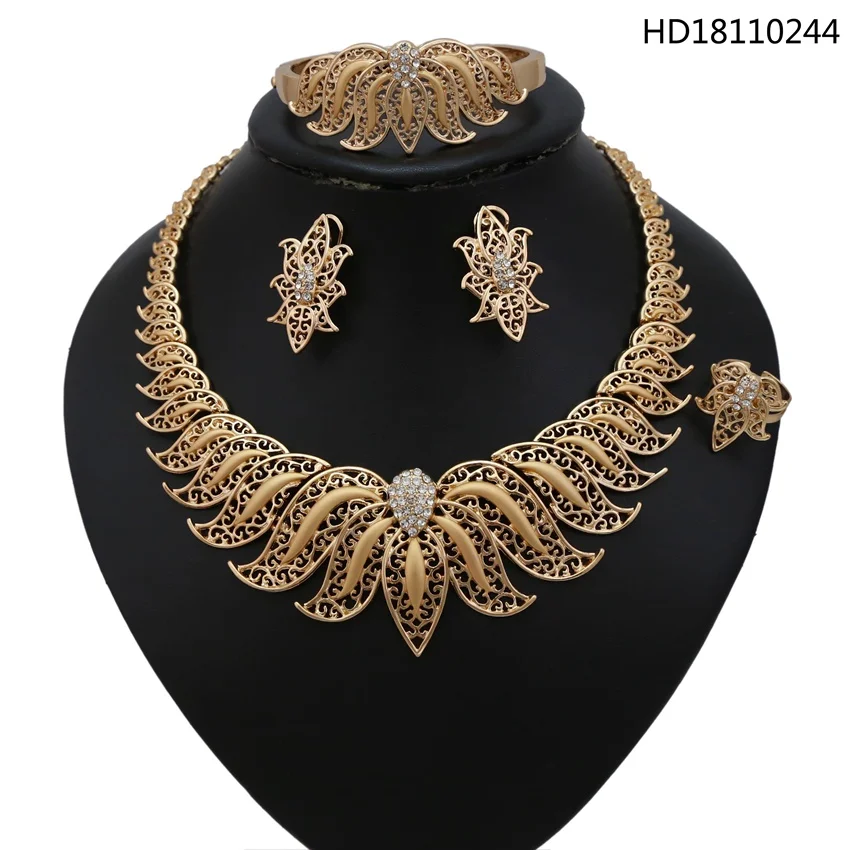 

Yulaili2019 Exquisite New Coming Fashion African Costume Gold Color Jewelry Sets for Ladies