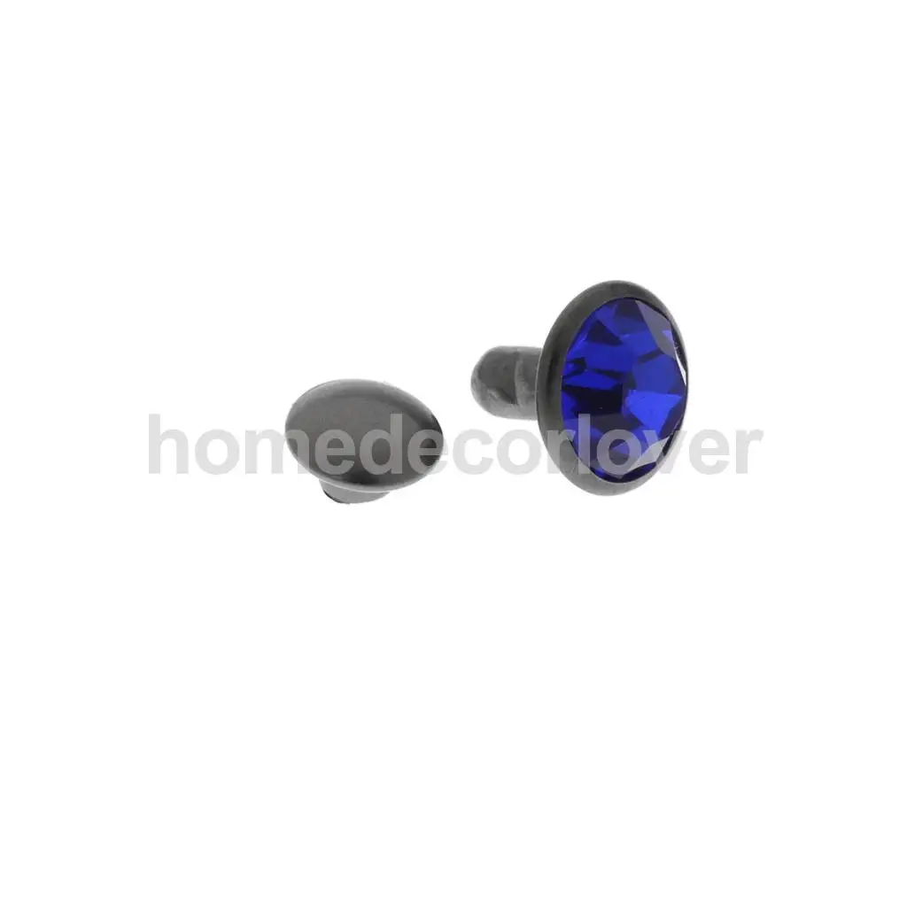 50 Sets Blue Rhinestone Rivets Crystal  Rivets Spots Studs Double Cap for DIY Leather Craft Clothes Bag Shoes Decor