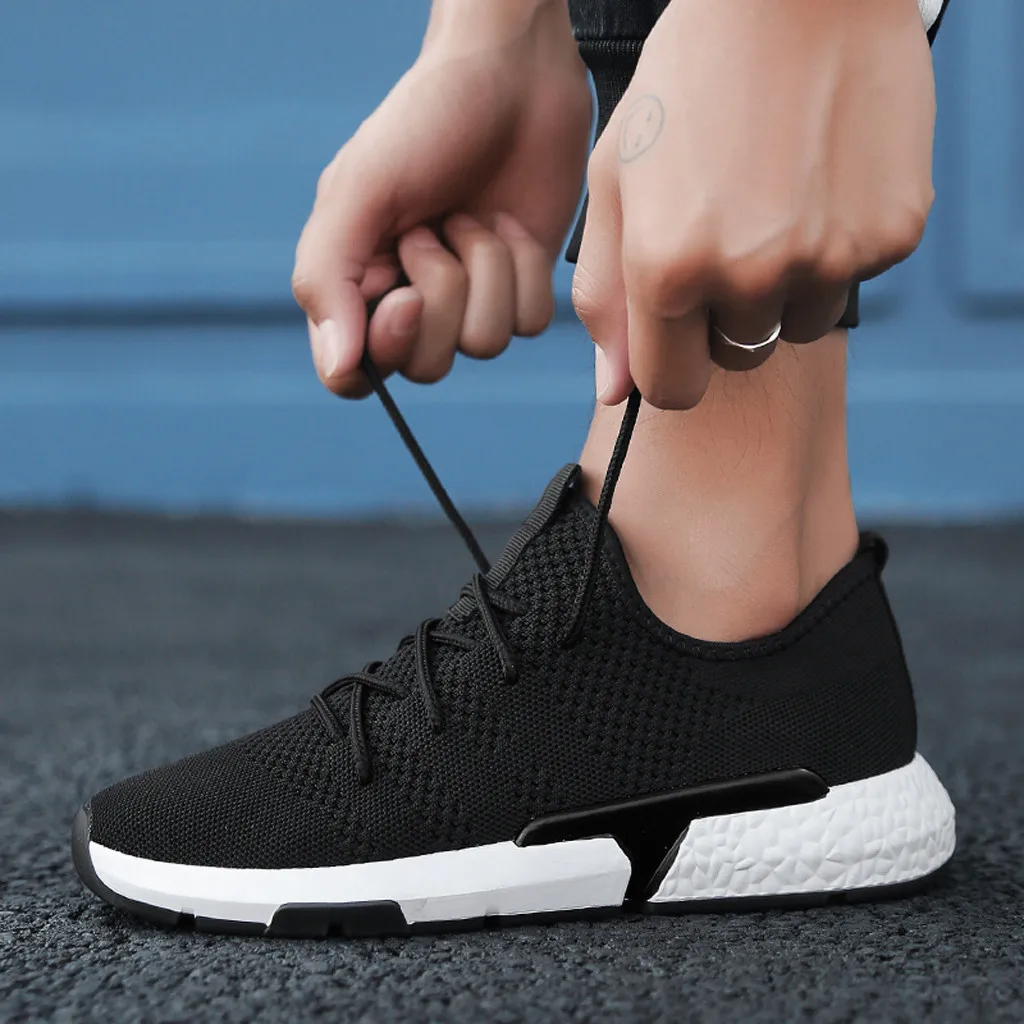 

2019 new man casual shoes fashion men lace up solid color New Men's Flying Weaving le Shoes Tourist Leisure Sports Shoes