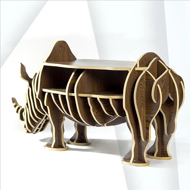 1 set 47*19 Inch MDF DIY Assemble Wooden Rhinoceros Table Bookshelf Cabinet House Furniture