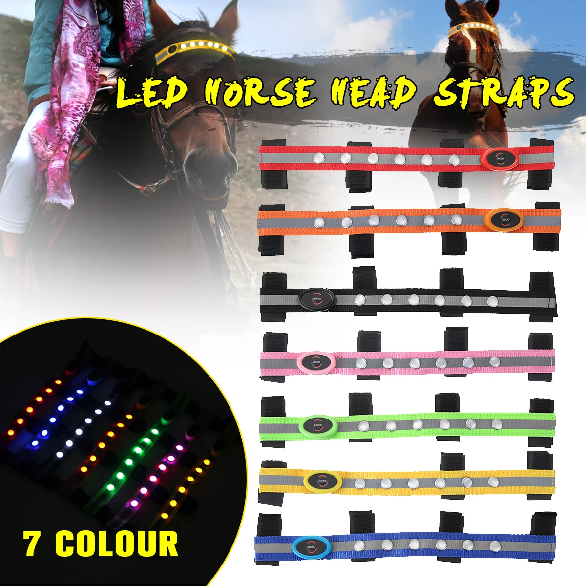 For Horse Trainer Horseman LED Horse Head Straps Night Visible Equitation Multi-color Optional Horse Accessory