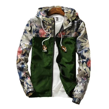 

Floral Jacket Nice Autumn Mens Hooded Jackets Slim Fit Long Sleeve Homme Trendy Windbreaker Coat Brand Clothing Fashion