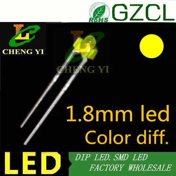 

Mini 1.8mm DIP LED Yellow diffused indicator led diode 2mm light emitting diode 2.0-2.2V 585-595nm(CE&Rosh)