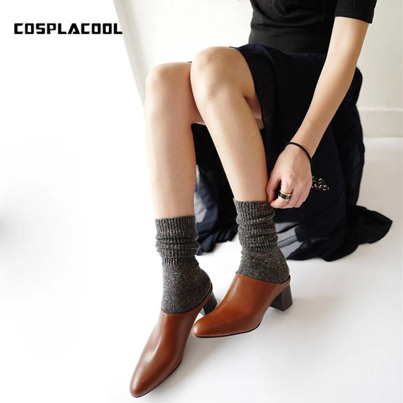 

[COSPLACOOL]Fall/Winter New Candy Color Crew Socks Creative Wool Heap Heap Socks Women Thicker Warm Christmas Calcetines Mujer