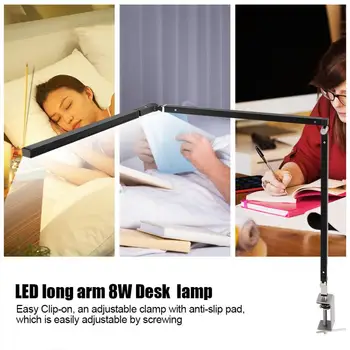 

Home Office Metal Long Arm Folding Flexible LED Clip-on Desk Table Lamp Light Long Arm Desk Lamp