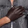 Men's thin Genuine Leather fit Gloves Male Breathable soft Fashion Classic Goatskin autumn Unlined touch screen Driving gloves ► Photo 3/6